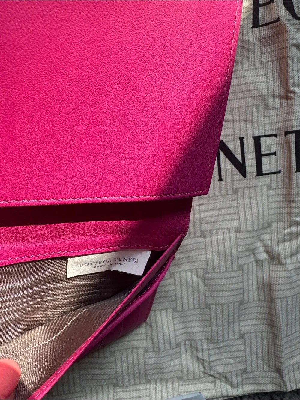 Bottega Veneta Hot Pink Intrecciato Fold-Over Wallet
